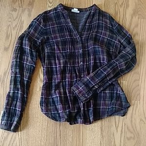 Converse One Star Plaid Cotton Blouse, size M